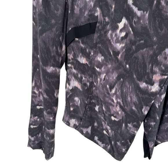 Urban Outfitters 100% Silk Blazer Jacket Medium Gray Whimsigoth Dark Floral Y2K - Picture 8 of 14